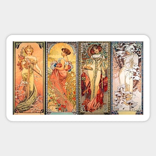 Alphonse Mucha Four Seasons Art Nouveau Magnet